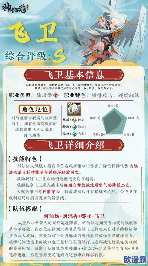 《神仙道2024》角色深度解析:飞卫属性技能全面点评与实战应用 《神仙道2024》角色深度解析:飞卫属性技能全面点评与实战应用